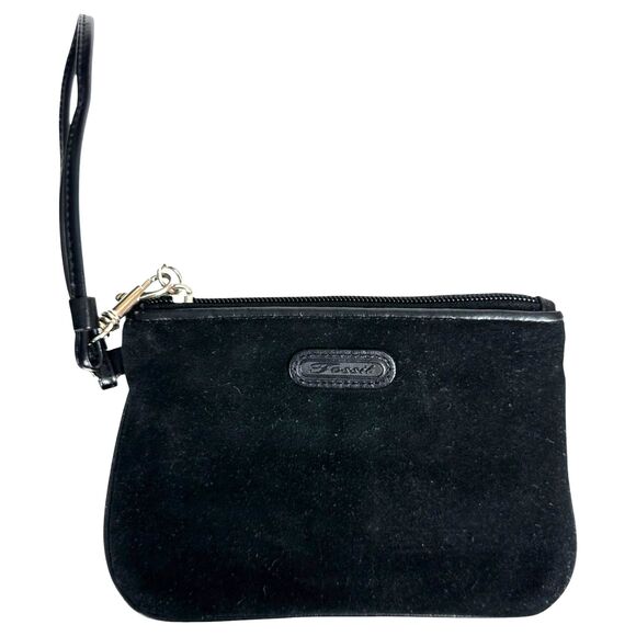 Fossil Black Suede Mini Bag Wristlet Wallet - Picture 1 of 3